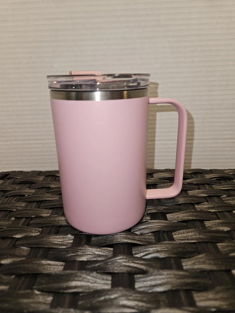 lululemon athletica Pink Insulated Travel Mug with Handle and Clear Lid